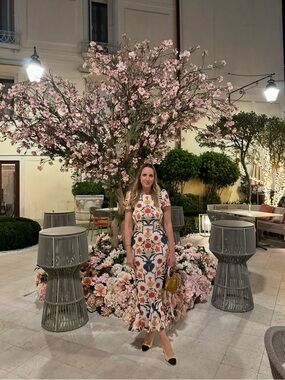 RHODE Floral Maxi Dress in White, Red, Navy and Yellow
